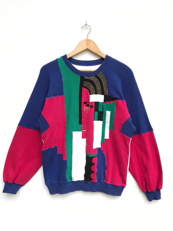 Vintage Abstract Sweatshirt / Abstract Clothing /