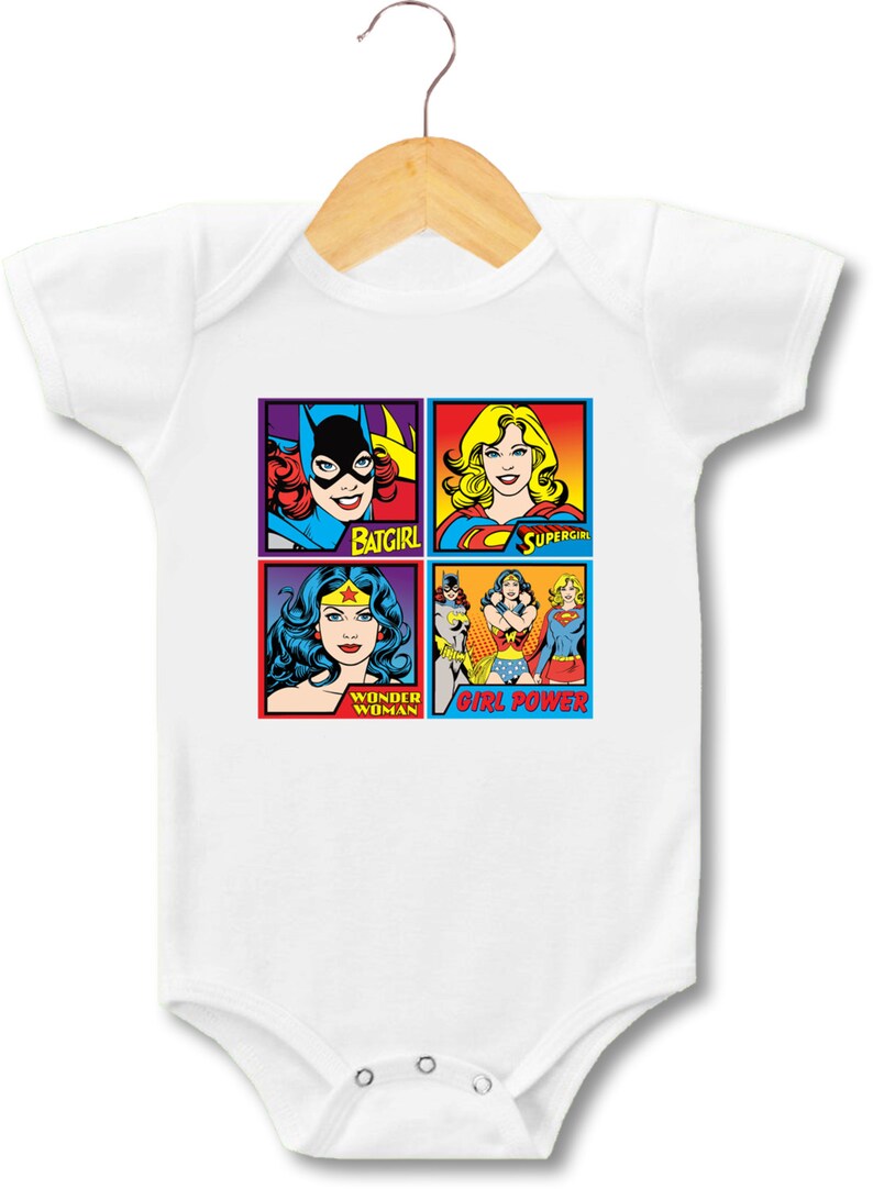 - Bodysuit or Child T-Shirt Supergirl - Wonder Woman - Batgirl Girl Power Super Heroes Adult T-Shirt