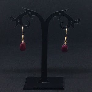 Ruby and rose gold drop earrings
