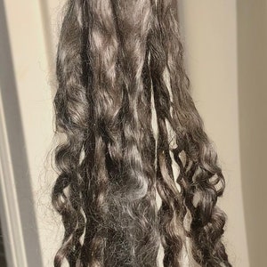 Shiny, soft natural black mohair curls, hand washed and hand pulled, pristine, beautiful  locks 9”-11” long, 1/4  ounce, doll hair, prime.
