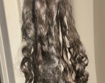 Shiny, soft natural black mohair curls, hand washed and hand pulled, pristine, beautiful  locks 9”-11” long, 1/4  ounce, doll hair, prime.