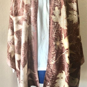 Brown and copper silk ruana, FancyFancies, Christmas gift, botanical printed scarf, natural dyed scarf, best seller&#39;s, hand dyed silk shawl
