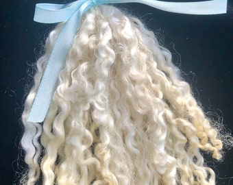 Silky Wensleydale lamb curly locks, hand washed and hand pulled, Pristine, beautiful  locks  4”- 6” long, 1/2 ounce, no vm, felting, prime