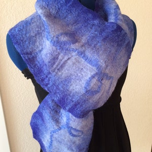Felted scarf, blue scarf, shawl, wrap, women&#39;s scarf, wool and silk, accessory, wool shawl, felted wrap, scarf and wraps, silk, merino wool