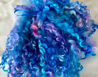 Gorgeous, Silky Wensleydale  locks, varied colors long curls, Pristine, 6”-8” long, 2 ounces, no vm, felting, weaving, doll hair, prime