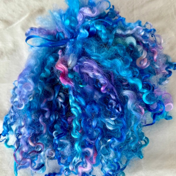 Gorgeous, Silky Wensleydale  locks, varied colors long curls, Pristine, 6”-8” long, 2 ounces, no vm, felting, weaving, doll hair, prime