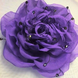 Silk flower brooch Purple large flower brooch Flower pins clothes