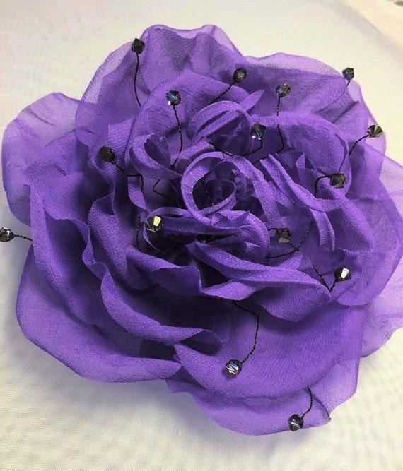 Silk Flower Brooch Purple Large Flower Brooch Flower Pins Clothes