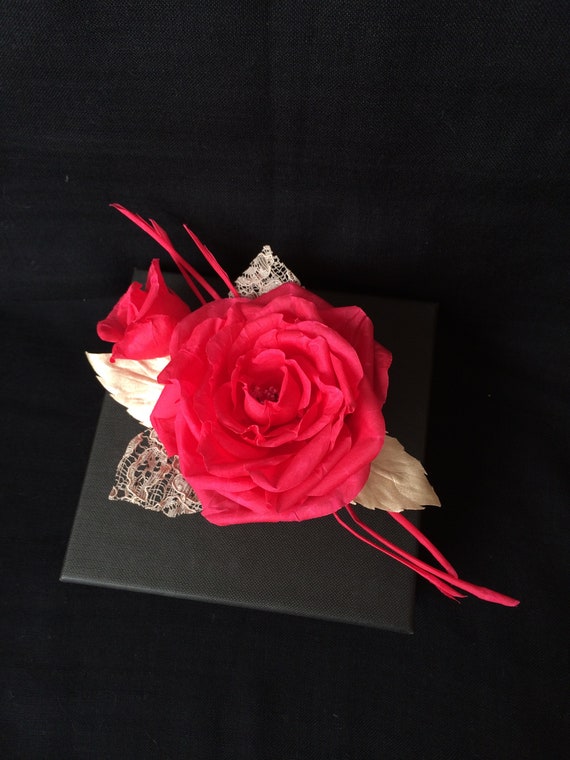 Silk Flower Brooch Red Brooch Bouquet Flower Pins Clothes 