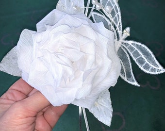 Wedding boutonniere brooch Boutonniere white rose Flower boutineer for groom