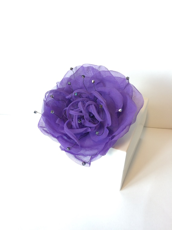 Silk Flower Brooch Purple Large Flower Brooch Flower Pins Clothes