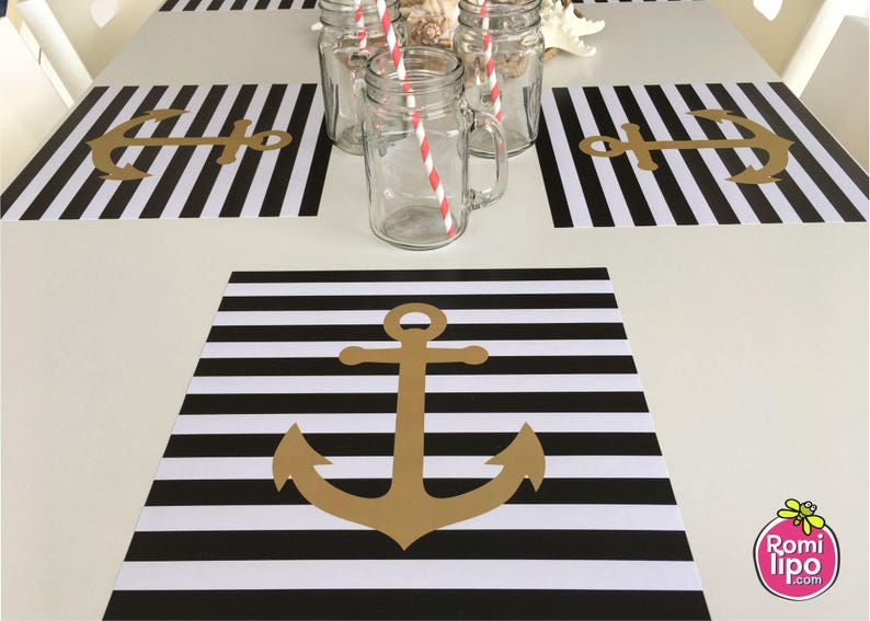 Nautical Paper Placemats Anchor Placemats Table Decor Etsy