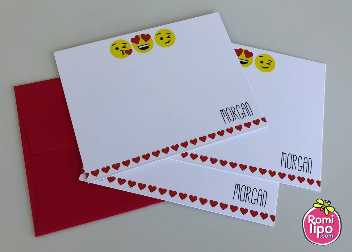 Set of 10 Note Cards With Envelopes Personalized Girl - Etsy