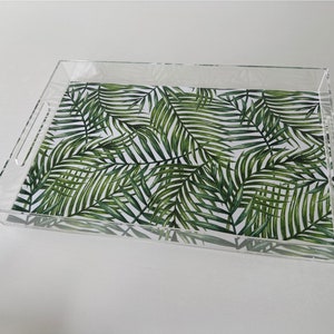 Acrylic tray w/exchangeable insert, 11 x 17, serving tray, lucite tray, home decor, wedding gift,  office decor, greenery, tray with handles