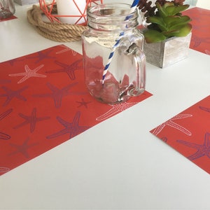 Placemats, Set of 12 11 x 11, nautical, starfish, paper placemats, table decor, coastal decor, beach party, beach house, nautical decor