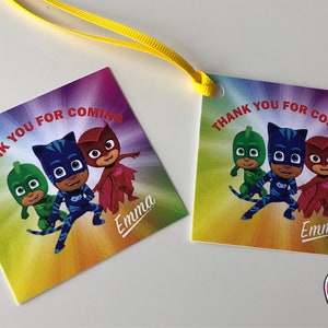PJ Masks party, Set of 24 2.5&quot; x 2.5&quot; thank you for coming cards or stickers, favor tags, pj masks, personalized favor tags, kids party