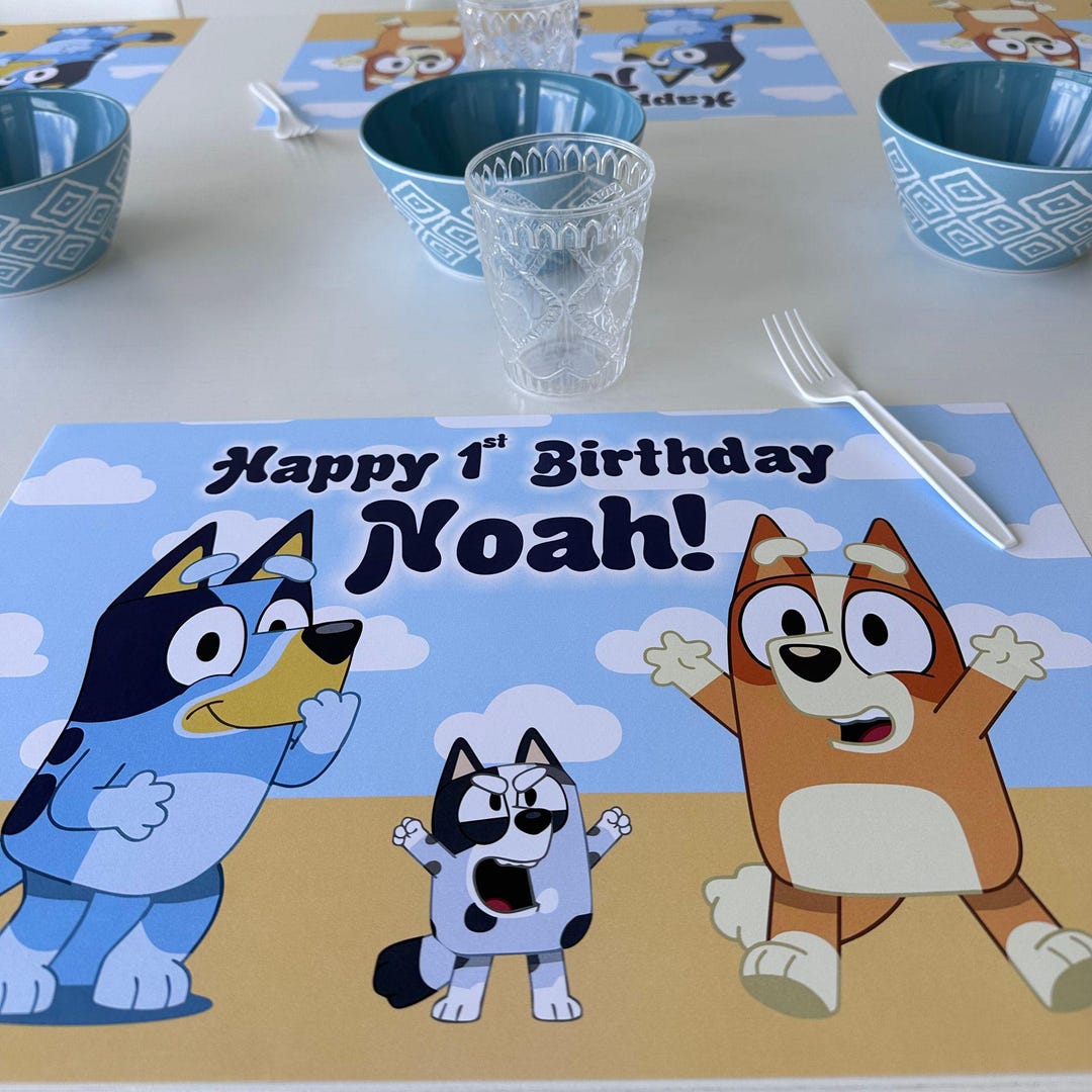Personalized Bluey Birthday Placemats, Set of 12 - Etsy