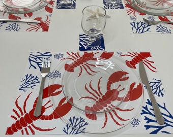 Lobster, Set of 12 11 x 17 paper placemats, beach party, Summer party, coastal decoration, nautical decor, disposable, table decor, seafood