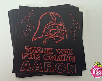 Star Wars party, Set of 24 2.5" x 2.5" thank you for coming cards or stickers, favor tags, gift enclosures, star wars, personlized favor tag