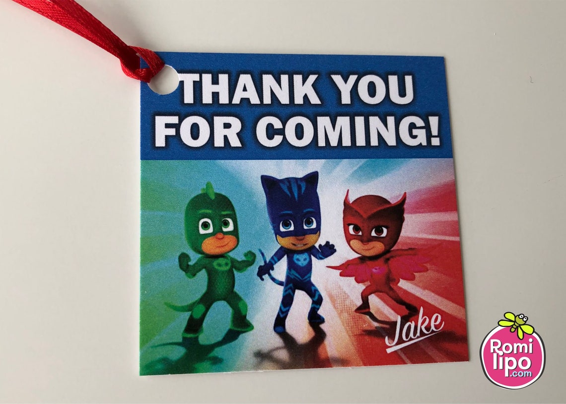 PJ Masks Party Set of 24 2.5 X 2.5 Thank You for | Etsy