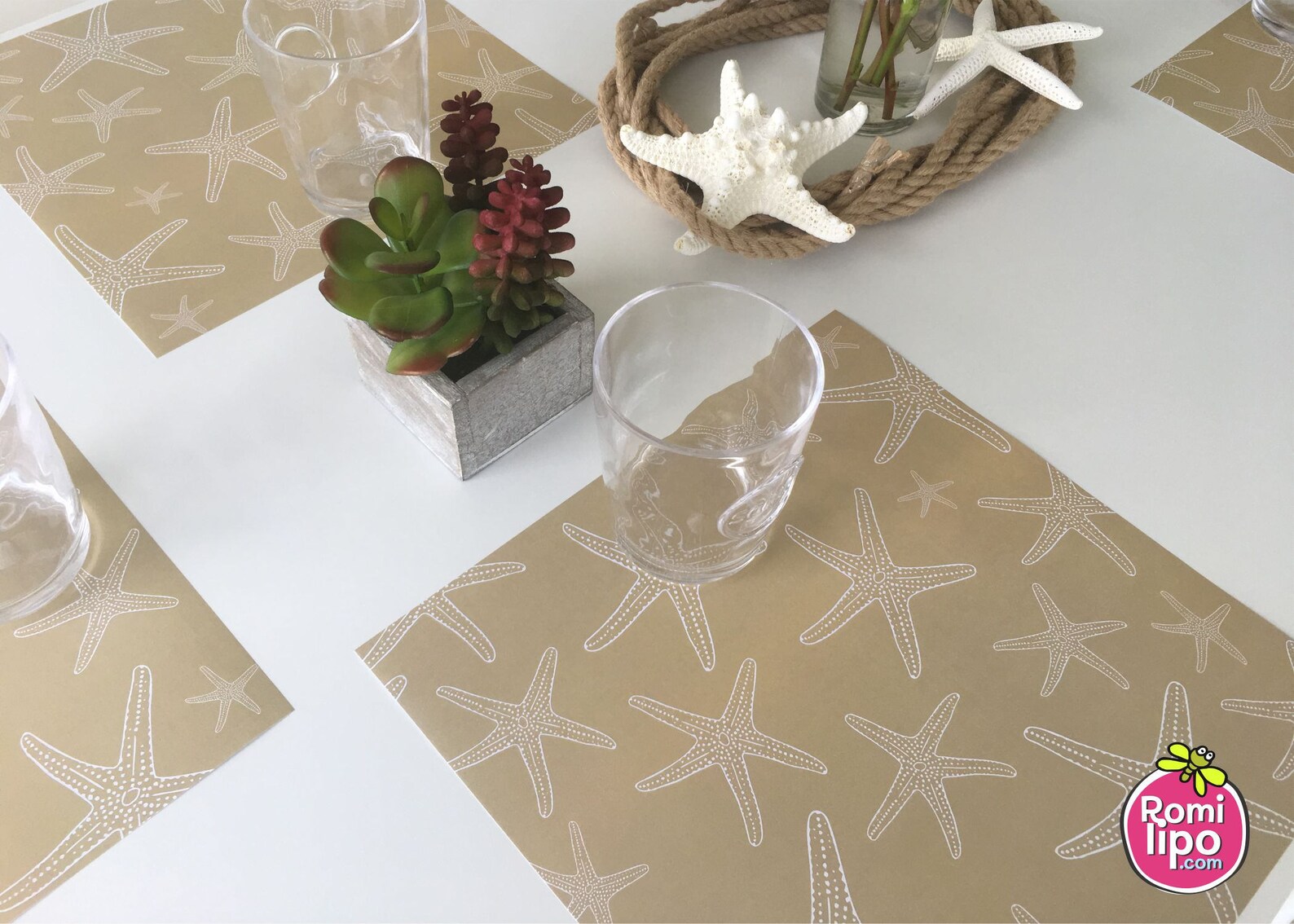 Placemats Set of 12 11 X 11 Placemats Nautical Starfish Etsy
