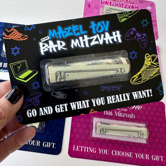 Mazel Tov Money Holder Card, Bar/Bat Mitzvah Gift, funny cash, monetary present