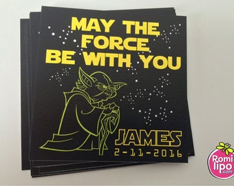 Star Wars party, Set of 24 2.5" x 2.5" thank you for coming cards or stickers, favor tags, gift enclosures, star wars, personlized favor tag