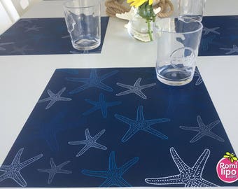 Placemats, Set of 12 11 x 11 placemats, nautical, starfish, placemats, table decor, coastal decor, beach party, beach house, nautical decor