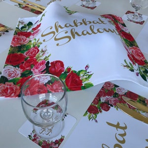 Shabbat, Challah cover, Shabbat Shalom, Shabbat table,roses, flowers, table decor, judaica, jewish holidays, Shabbos