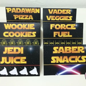 Star Wars food tents, Set of 6 food tents, star wars party, star wars birthday, birthday party, themed birthday party