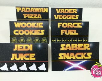 Star Wars food tents, Set of 6 food tents, star wars party, star wars birthday, birthday party, themed birthday party