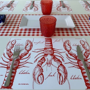 Lobster, Set of 12 11 x 17 paper placemats, beach party, Summer party, coastal, nautical decor, disposable placemats, table decor,