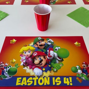 Super Mario party, Set of 12 11 x 17 placemats, Mario decor, paper placemats, Mario Bros placemat, personalized, kids party, birthday, Mario