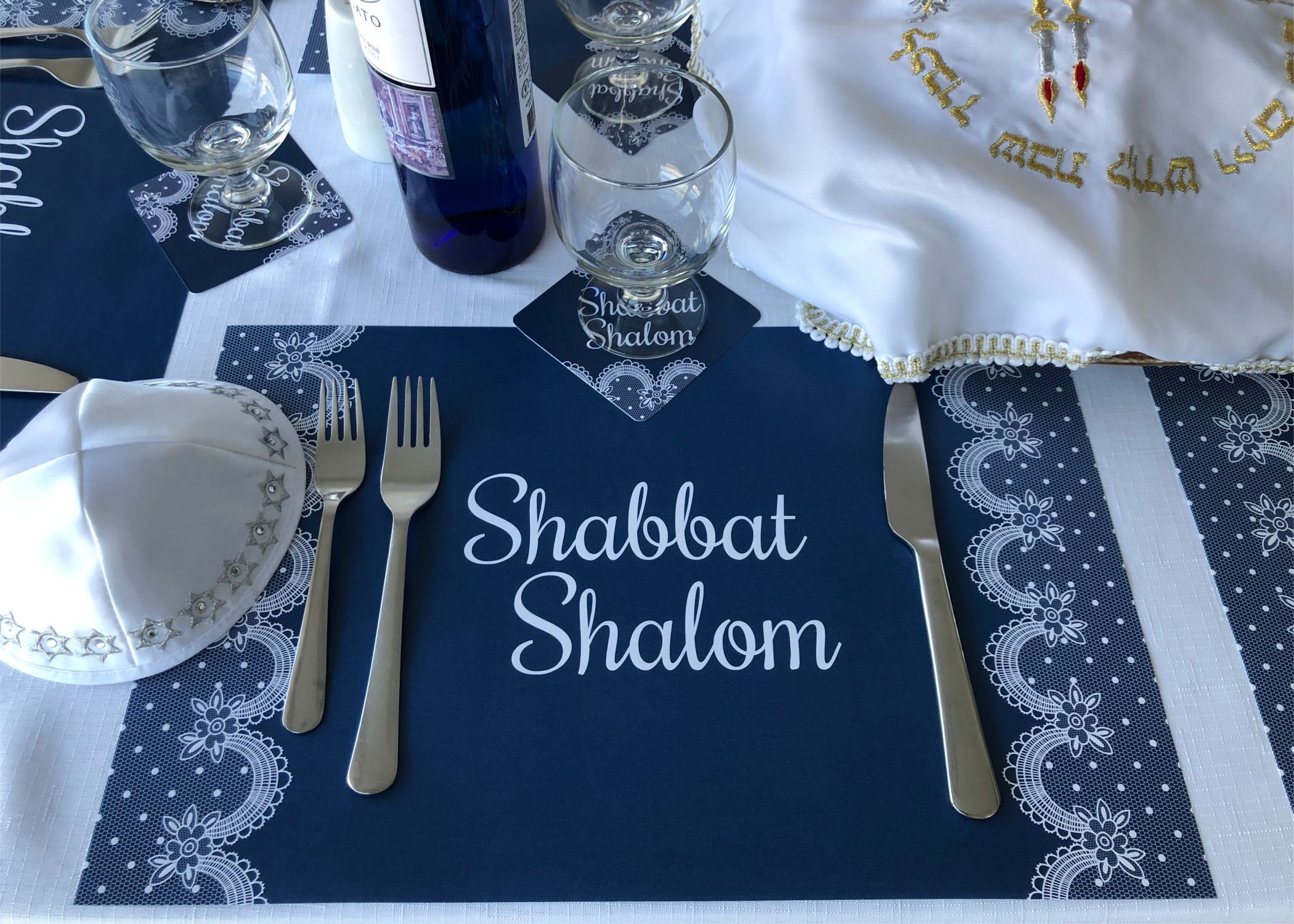 Placemats Set of 12 11 X 17 Placemats and Coasters Shabbat Etsy UK