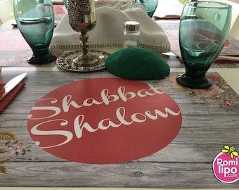 Shabbat Shalom Placemats, Judaica Table Decor (Set of 12)