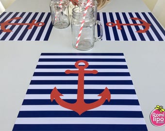Placemats, Set of 12 11 x 11 placemats, nautical, anchor, placemats, table decor, coastal, beach party, beach house, nautical decor
