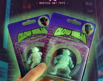 Glow Ninja - Glow in the Dark Mutant Turtle Action Figure - Limited Edition Art Toy - Made By Chunkos - TMNT Teenage Ninja Turtle