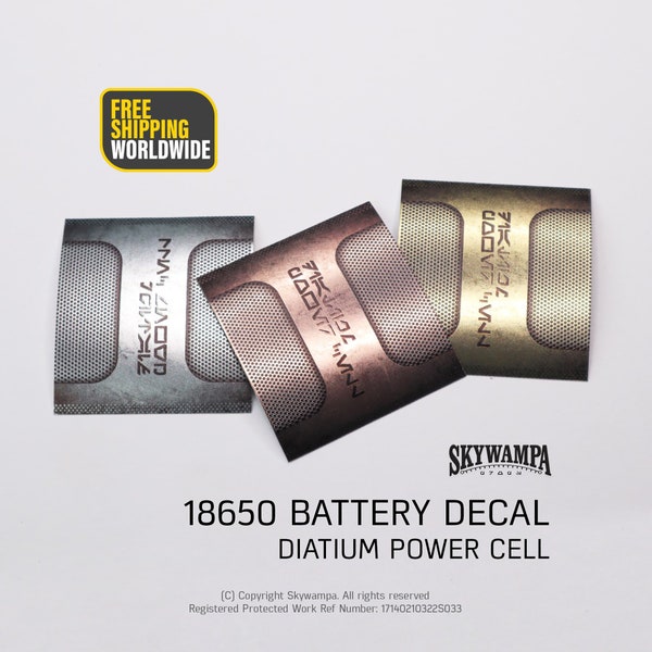 Diatium Power Cell - Battery Wrap Decal Sticker - Made to fit 18650 Lithium ion Battery for Lightsaber parts installs