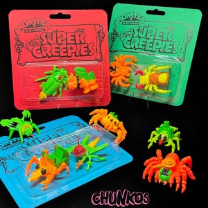 Vintage Monsters In My Pocket SUPER CREEPIES - Real Authentic 80s/90s Vintage Collectible Toys - in Custom Retro Repacks by Chunkos Toys
