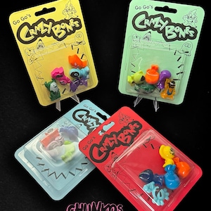 Crazy Bonez GoGo's Crazy Bones Series 2 - 4 Packs Of 3 Pieces With Bonus  Stickers Collectible Toy Packs