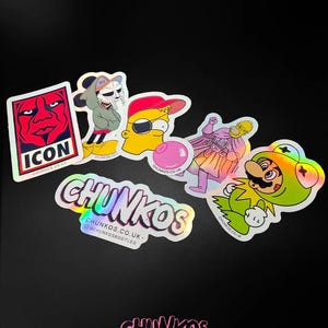 Art Sticker Pack - Premium Holo-Simpsons, Sting WCW, Mario, MF Doom Mickey Mouse - Chunkos ISSUE #1