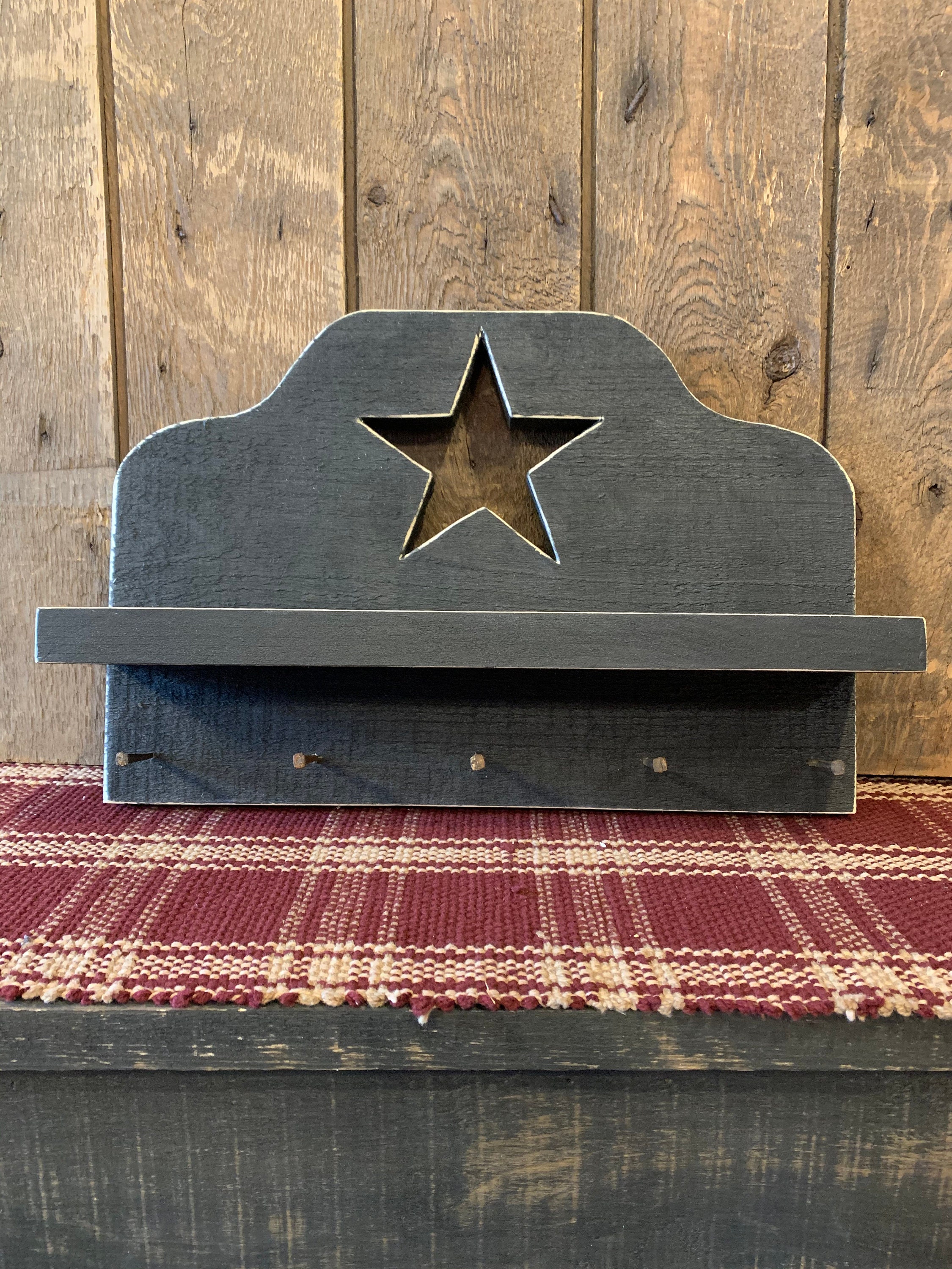 Wood Key Rack With Star Cut Out Home Decor Farmhouse Country - Etsy