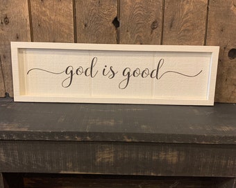 Sign Wood Farmhouse Primitive Wall Home Decor Stenciled Rustic Wood Sign God is Good Inspirational Farmhouse Charm Wall Plaque
