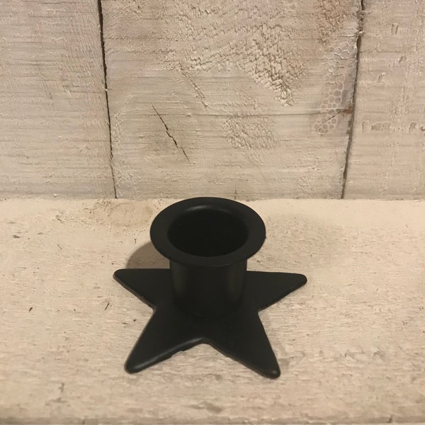 Set of 2 Black Metal Star Taper Candle Holder Set of 2 Craft Supply Farmhouse Primitive Decor Accent Piece Centerpiece Lantern Light