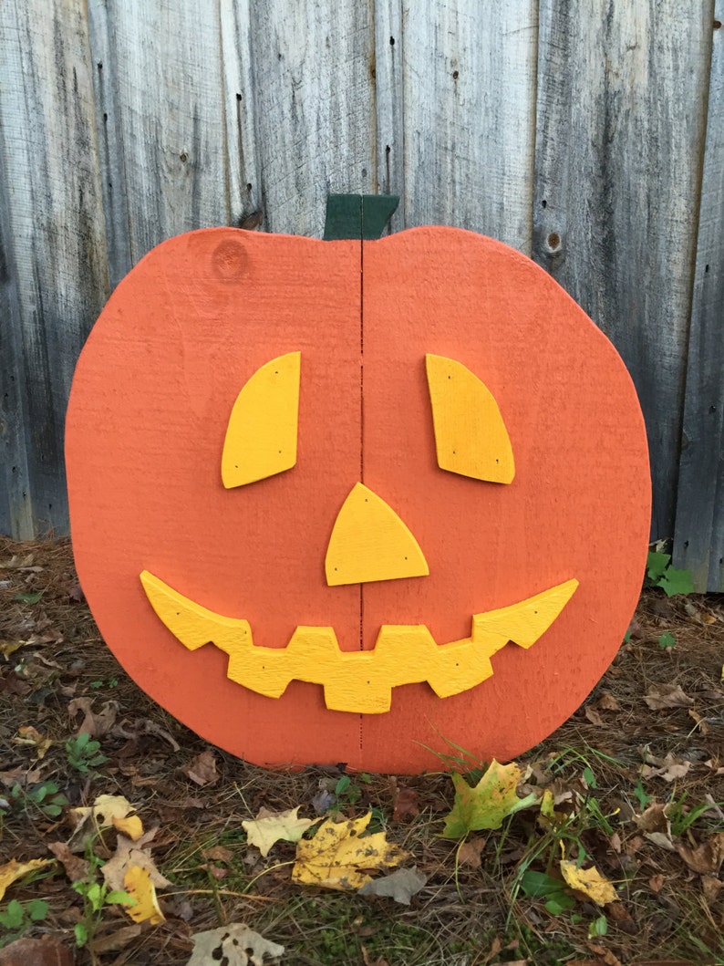 Halloween Yard Decor Large Wood Jack O' Lantern on Metal Etsy