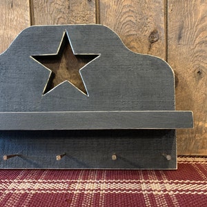 Wood Key Rack With Star Cut Out Home Decor Farmhouse Country Primitive ...