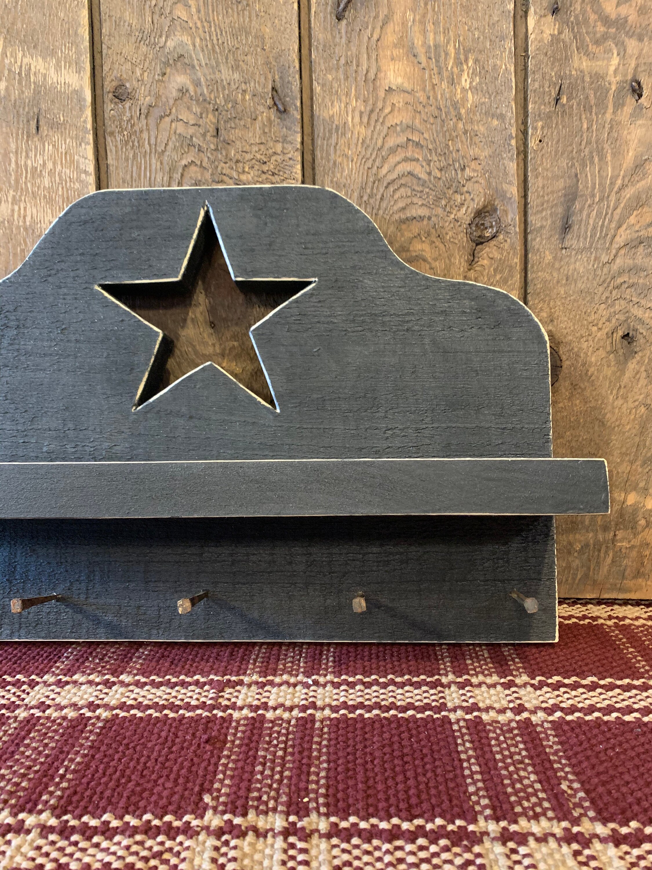 Wood Key Rack With Star Cut Out Home Decor Farmhouse Country - Etsy