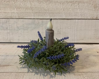 English Lavender Candle Ring Black Candle Holder Timer Taper Candle Farmhouse Country Decor Accent Ornament