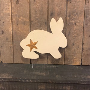 Rabbit Bunny Wood Easter Decor Spring Summer Garden Decor Garden Stake Yard Lawn Ornament