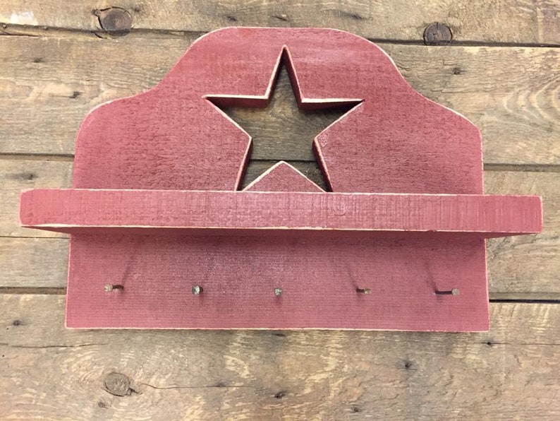 Wood Key Rack With Star Cut Out Home Decor Farmhouse Country - Etsy